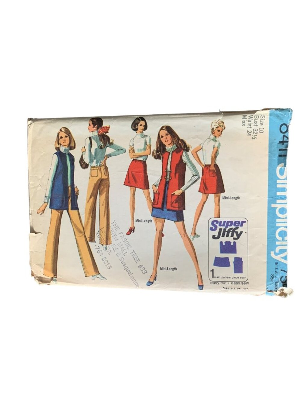 Simplicity 8411 Sewing Pattern Size 10 Misses Vest Skirt Pant 70s Uncut